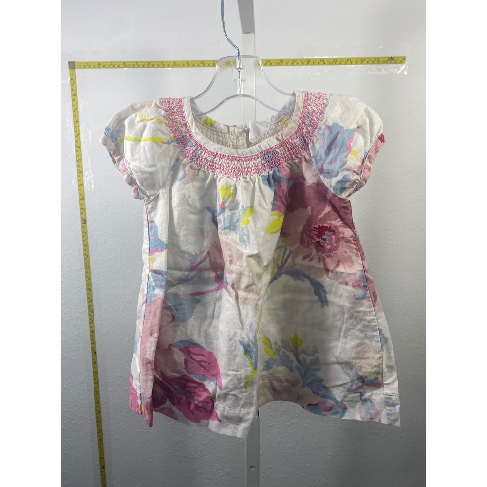 Baby Gap Toddler Girls Floral Smocked Blouse Top Pink Blue White 12-18 Months